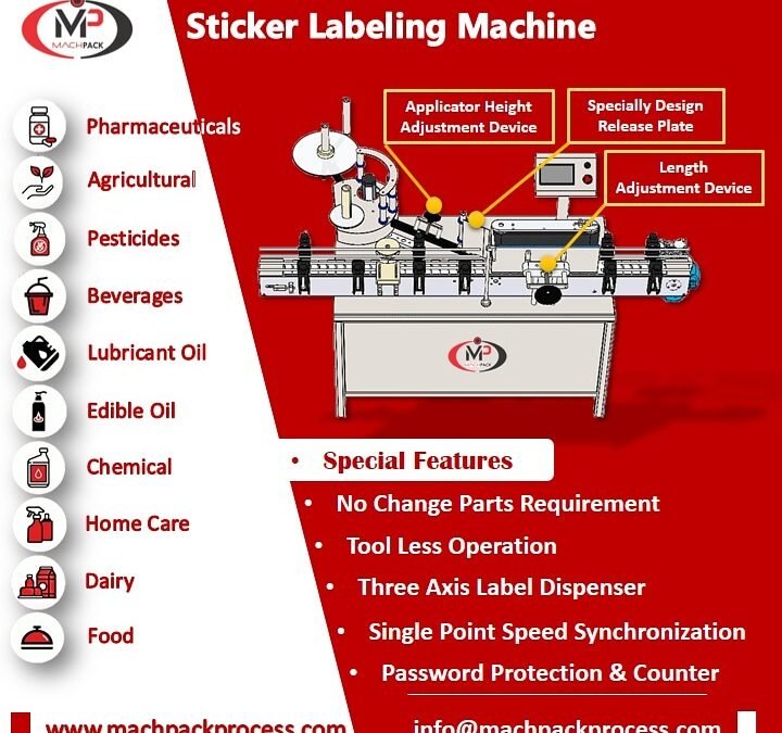 image of machpack's sticker labeling machine with its features and uses